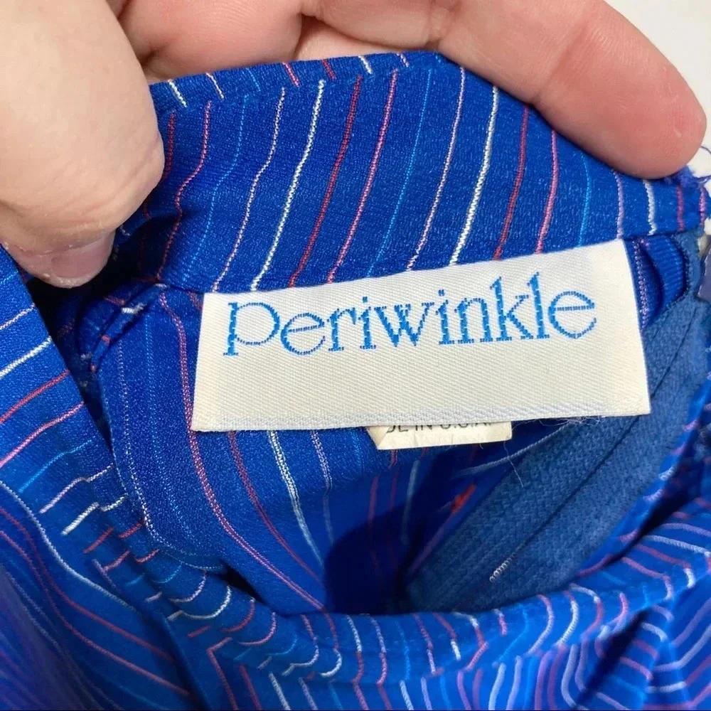Periwinkle Brand Vintage 70's Womens Dress Size Small NO TAGS Blue Stripe, Belt